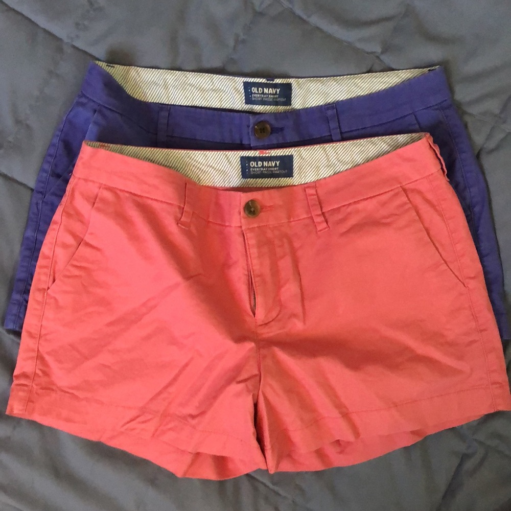 Bundle 2 pair Chino Shorts hydrangea shades of blue and pink Old Navy size 4